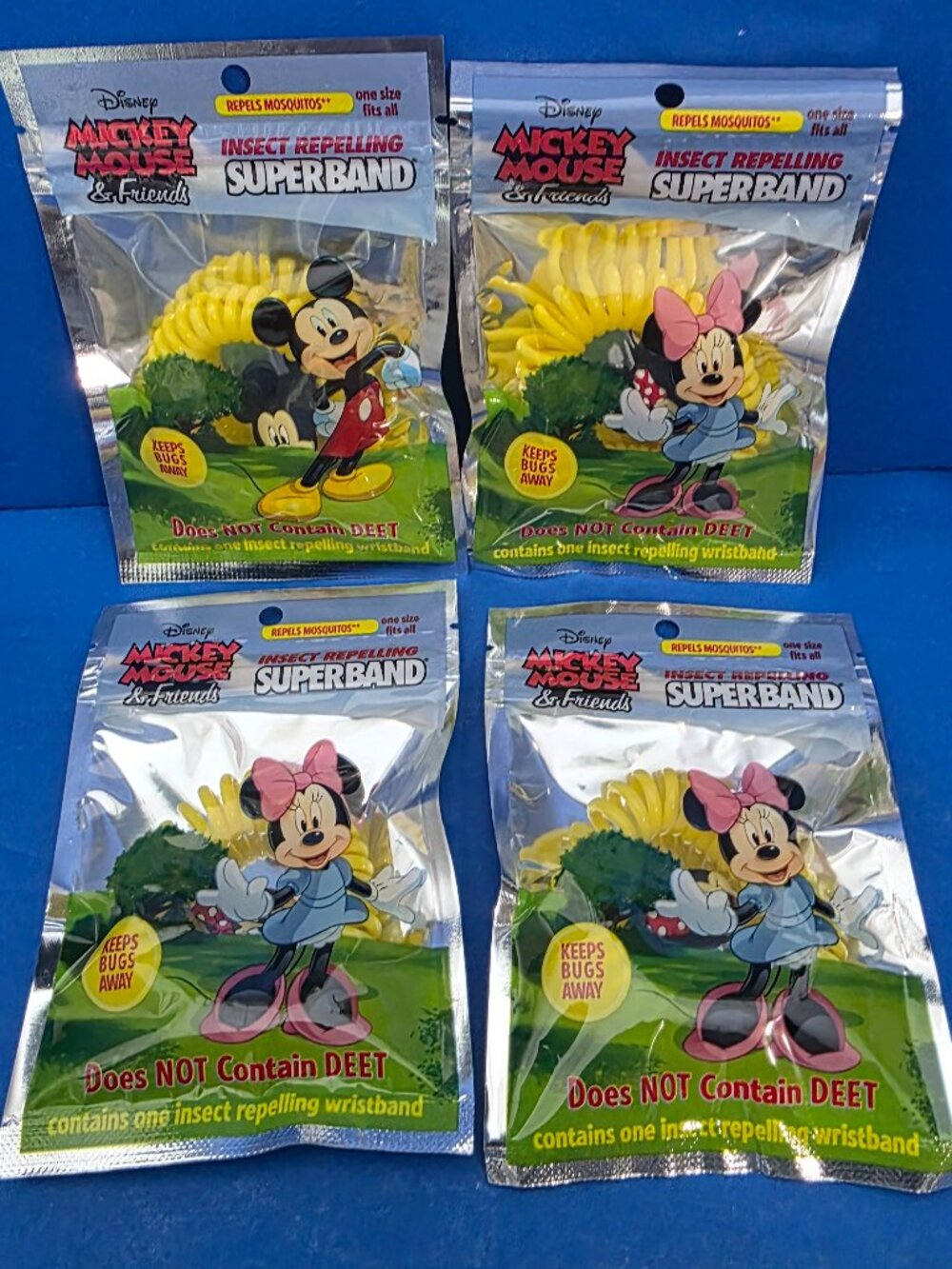 Insect Repelling Superband Mickey Mouse Minnie Lot of 4 YELLOW